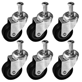 FactorDuty 6 Pack Heavy-Duty 2" Swivel Caster Wheels for Creeper Service Cart Stool Post Mount