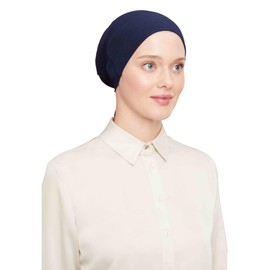 ihvan online, Hijab Cap, Beanie Undercap Scarf, Turban Head Wraps for Women, Hair Wrap, Muslim Under Scarf Hijab Cap, Navy Blue