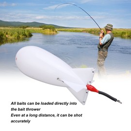 Les-Theresa Fishing Spod Bomb Environmental Carp Fishing Bait Rocket, Carp Bait Launcher Portable Bait Bomb Fishing, Bait Launcher Carp Feeder Large Bomb Float Bait Holder Fishing (White)
