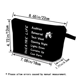 YULUENZE Theatre Life Makeup Bag Drama Theater Small Organizer Pouch with Zipper Broadway Comedy Tragedy Mask Cosmetic Bag Theatre Drama Bag Present for Drama Actor Actress Women Friends