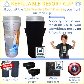 Kaizen Kreations Universal Studios Must Haves Freestyle Cup Sling. Epic Universe Theme Park Essentials (Black, 2-Pack)