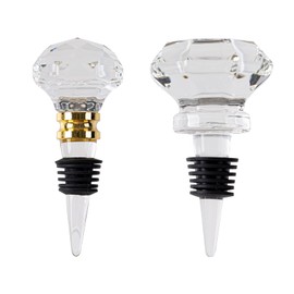 Crystal Diamond Wine Stopper Set of 2 - Elegant Glass Bottle Stoppers with Airtight Silicone Seal, Reusable Wine Saver Gift for Wine Lovers