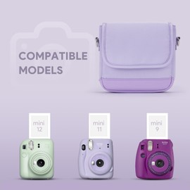 SQERO Instant Mini 12/11 Camera Case Compatible with Instax Mini 12 11,Diy Instax Case with Adjustable Shoulder Strap(Purple)