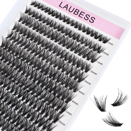 Cluster Lashes 240pcs 40D DIY Eyelash Extension D Curl Long Individual Lashes Mixed Tray Faux Mink Lash Clusters Extensions 0.07 0.10 Black (40D-0.07D-9-16mm) (Choose Sold by LAUBESS Lashes)