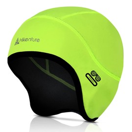 Hikenture - Forro de casco con agujeros para anteojos, gorro térmico de invierno para hombres y mujeres, gorro de ciclismo, Verde fluorescente, One Size