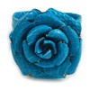 Avalaya Statement Turquoise Snake Print Leather Rose Flower Flex Cuff