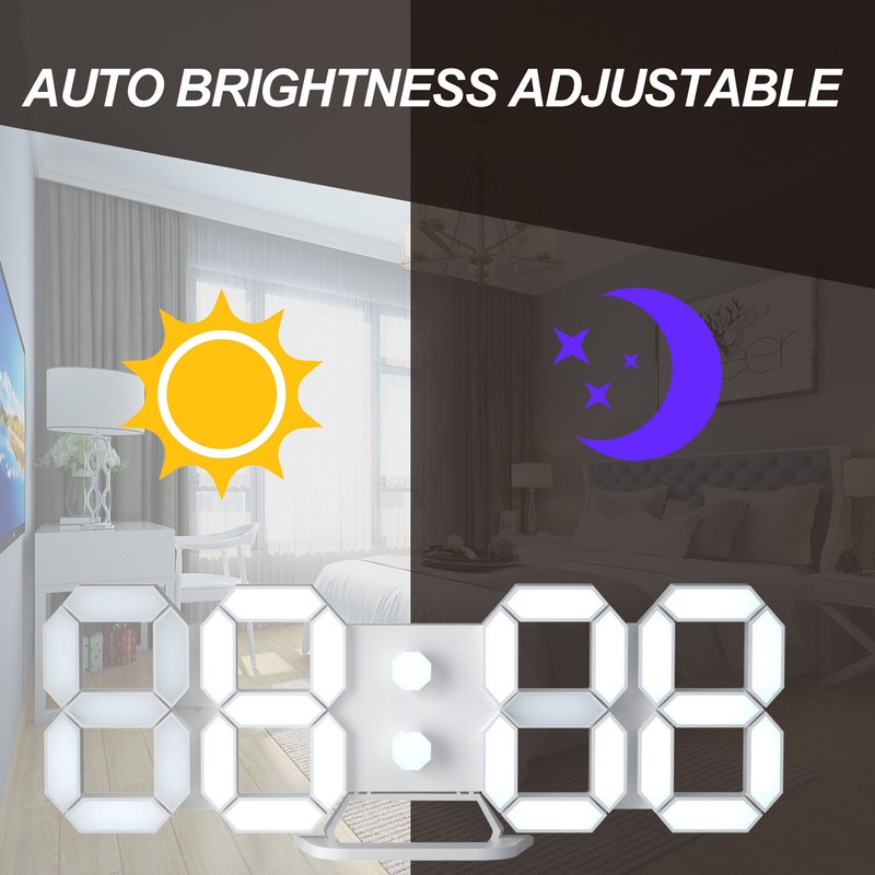 3D LED Wall Clock Brightness Adjustable Innovative 3D Table Wall