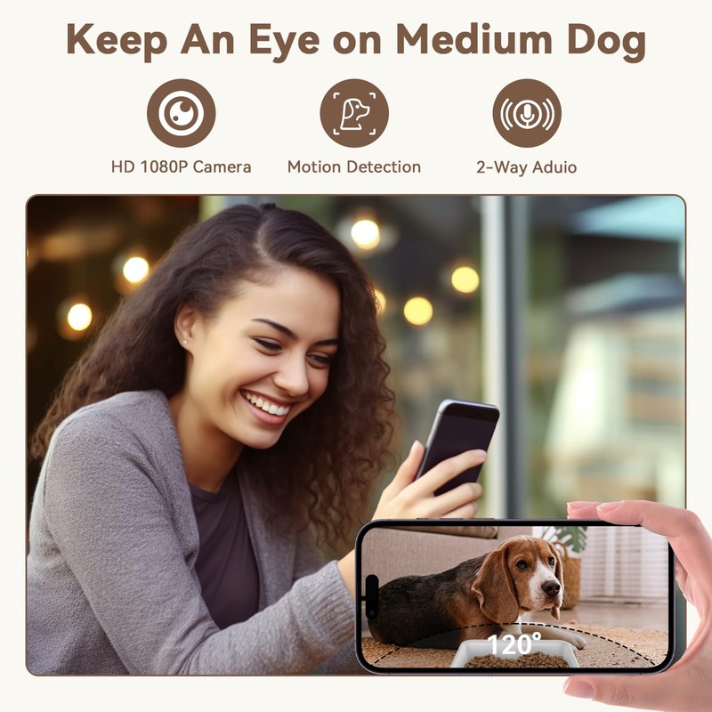UTCG Automatic Dog Feeder with Camera: 8L/33 Cups 5G WiFi