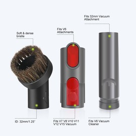 LANMU Vacuum Attachments Compatible with Dyson V15 V12 V11 V10 V8 V7 Outsize Vacuum Cleaner, Crevice Tool Horse Hair Dust Brush Vacuum Accessories
