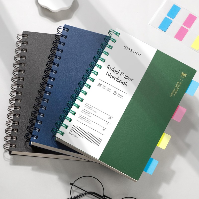 EMSHOI A5 Spiral Notebook College Ruled Lined Journal, Small 5.7"