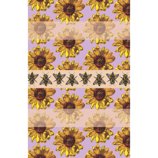Sunflower and Bumblebee Notebook - 5.5x8.5in, 120 Page, B&W Lined