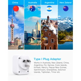 US to Australia New Zealand Power Plug Adapter, HANYCONY Australia Travel Adapter with 2 Outlets 3 USB Ports(2 USB C), Type I Plug Adapter for USA to Australian AU China Argentina Fiji, 2 Pack