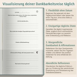 A Few Minute Diary, Diary for Adults, Gratitude Journal, Daily Journal with Prompts for Affirmation, Happiness, Mindfulness, Positivity, Wellness, Journal for Women & Men, Green