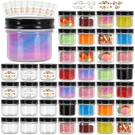 Jaisie.W 4 oz Mason Jars with Lids 40Pack, Glass Small Mason Jars 4 oz- Mini Mason Jars with Lids&Stickers for Food Storage, Candle Making, Pantry Organizers and Storage (Black Lids)