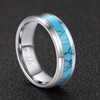 POYA 8mm Tungsten Wedding Band Turquoise Rings for Men Beveled