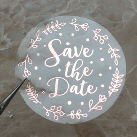 Save the Date Stickers, Wedding Favor Stickers, Rose Gold Foil Stickers, Foil Transparent Stickers, Envelope Seals, Clear Stickers, Calligraphy Wedding Labels, 100 Pcs/Lot (Rose Gold)