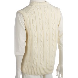 Gunn & Moore GM | Cricket Sweater Jumper | Classic Heavy Cable Knit | Sleeveless | Plain Cream | Small Junior to fit chest 27"