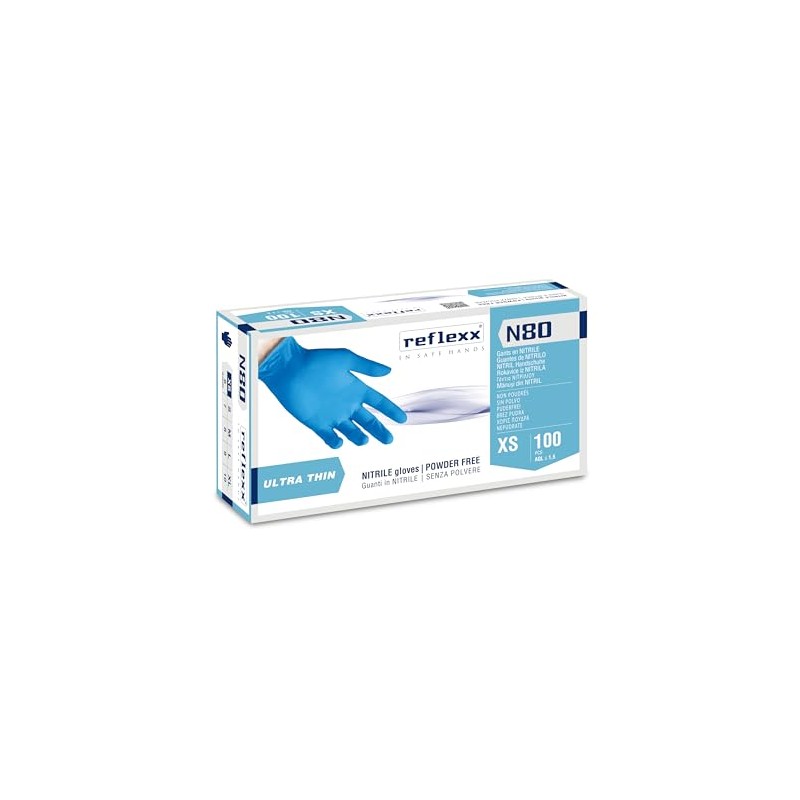 Reflexx N80B/XS Powder-Free Nitrile Gloves Size 3.2 (M) Size XS