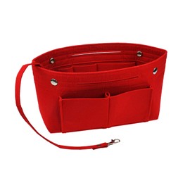 YHOMBES Felt Purse Organizer Insert Bag In Bag Organizer with Handles Keychain(Red, Small)