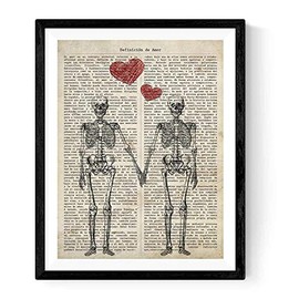 Nacnic Vintage Heart and Dragonfly Poster Vintage Style Wall Decoration Illustration of Anatomy and Insects with Book Page Background Various Creative Pictures Without Frame