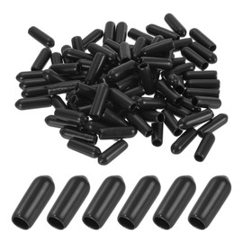 PATIKIL 4MM Vinyl Rubber End Caps, 100 Pack Flexible Bolt Screw Covers Caps Round Thread Protector Caps for Metal Tubing Rod Bolts, Black