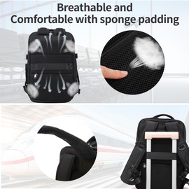 RMW Cabin Bags 40x20x25 for Ryanair Underseat Carry-ons Waterproof Hand Luggage Bag Travel Backpack Cabin Size Underseat Cabin Bag Anti-Theft Pocket Office Daypack School Bag (Black)