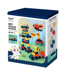 iZEL Kids DIY Puzzle Building Blocks Set – 560-Piece Creative Construction Set for Toddlers and Kids, with Instruction Manual – Perfect for Boys and Girls (Ages 3+) (Blue)
