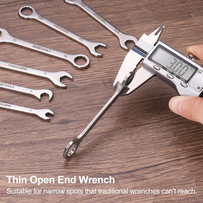 sourcing map Super-Thin Open End Wrench Set 5/5.5/6/7/8/9/10/11mm Metric Double