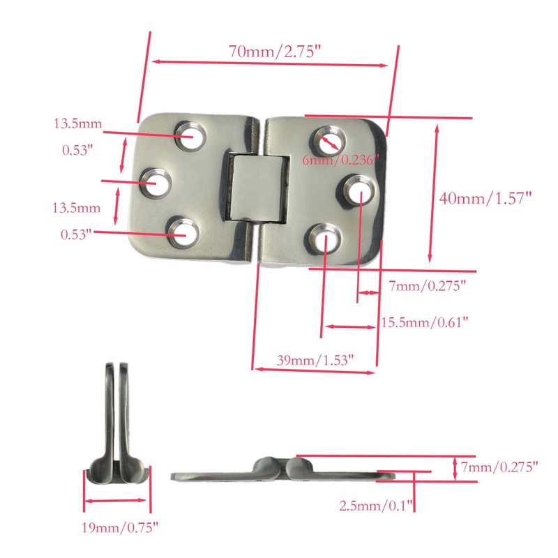 Marine 316 Stainless Steel Boat Hinge Self-Supporting Folding Table Hinges