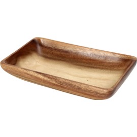 不二貿易(Fujiboeki) ボウル レクタングル XLサイズ 幅24.5cm ブラウン アカシア 天然木 割れにくい 軽量 木製 食器 四角 30143