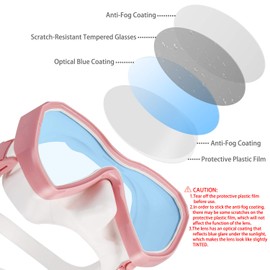 LUXPARD Snorkel Set, Anti-Fog Panoramic View Snorkel Mask and Anti-Leak Dry Snorkel Tube, Snorkeling Gear for Adult and Youth, Snorkel Kit Bag Included