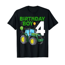 Tractors 4 Years Old 4th Birthday Boy Farm Boy Tractor T-Shirt