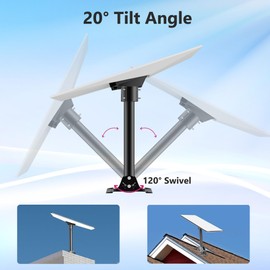 Starlink Gen 3 Mount Heavy Duty Pivot Roof Mount Kit Compatible with Gen3 / V3 Starlink Standard Dish，Adjustable 360 , Includes Pipe Adapter