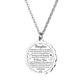 HOFOYA To My Daughter Necklace I Love You Pendant Jewelry from Dad,Mother's Day Birthday Gift for Daughter,Valentines Graduation Day Gifts for Daughter
