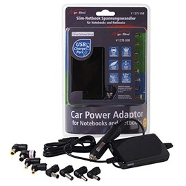 profitec V 1275 USB Car Slim Notebook Voltage Converter 15 V 16 V 19 V + USB / 4500 mA Max. with 8 Plug Adapters for Standard Devices