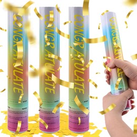 Confetti Gold Glitter, 4 Pieces, SilverChry Party Popper Gold, Confetti Cannon Birthday, Confetti Gun Set, Confetti Cannon, Wedding Confetti Poppers, Confetti Cannons Poppers (Rectangle)
