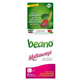 Beano Meltaways, Gas Prevention & Digestive Enzyme Supplement, Strawberry Flavor, 15 Count