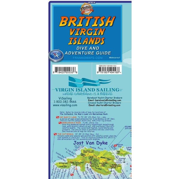 British Virgin Islands Adventure & Dive Guide Franko Maps BVI