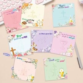 JSRQT 8Pcs Bible Verse Sticky Notes Pads, Christian Inspirational Self Sticky Notes with Floral Design, Small Memo Pads Writing Sticky Notes for Christian School Office Plan Reminder Stationery Supply