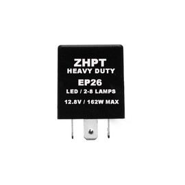 ZHPTAM EP26 LED Flasher Relay, Fix for Hazard Warning and Turn Signals Hyper Flash Flasher, 4 Pins Electronic LED Flasher Relay Compatible with Regular Bulbs and LED Lights