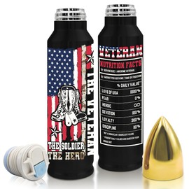 Goiicoln Veteran Gifts for Men, Veterans Day Gifts, 32 oz Stainless Steel Veteran Bullet Tumbler with Lid, Birthday Gift for Veteran, Gift for Men, Navy, Army, Air Force, Marine Corps Veteran Gifts