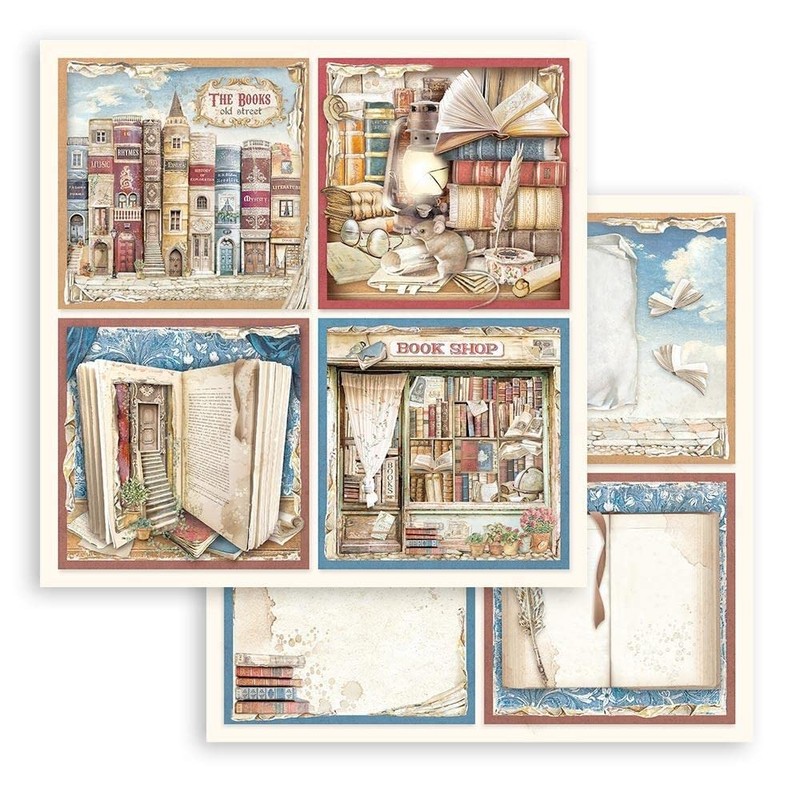 Stamperia 8" x 8" Paper Pad Vintage Library