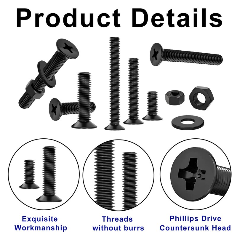FandWay 900Pcs Bolts and Nuts Set,M2 M2.5 M3 Countersunk Machine