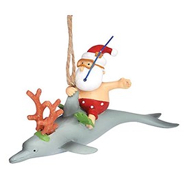 Santa on Reindeer Dolphin Ornament