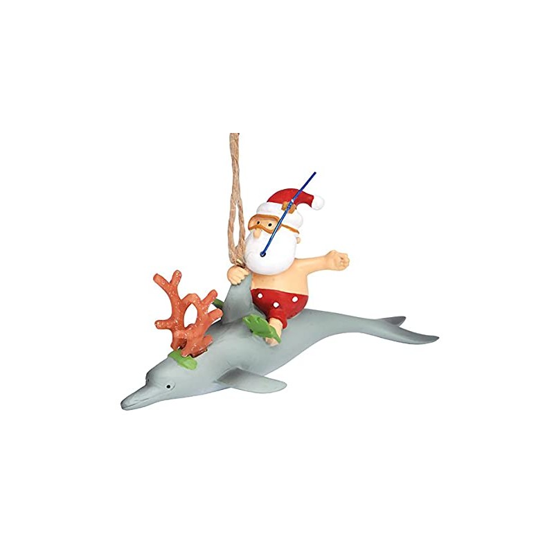 Santa on Reindeer Dolphin Ornament
