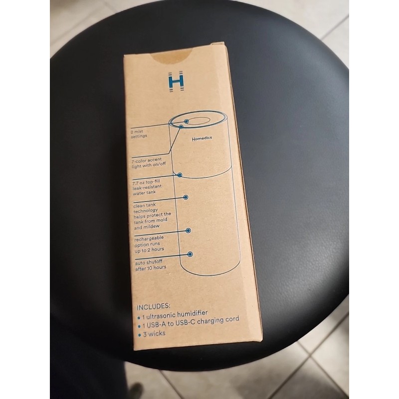 HoMedics Breathe Better Personal Portable Ultrasonic Humidifier USB Powered