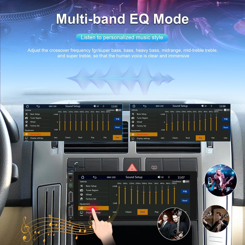 Single Din Car Stereo with Carplay and Android Auto -