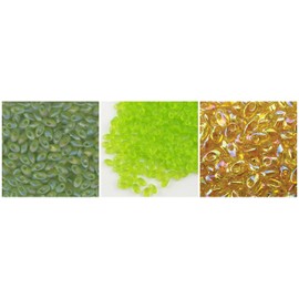 100g Grams Long Magatama Bead Mix, Miyuki. Lime, Chartreuse, Green, Midnight, Gold, Ivory. 10 Colors of 10g Each Plus 2 spools Cord. Kumihimo, Braiding, Macrame. 1st Class Mail Ship