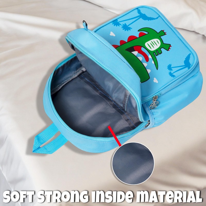 KNGZUNO Toddler Dinosaur Backpack For Boys (Light Blue) Nursery Backpack