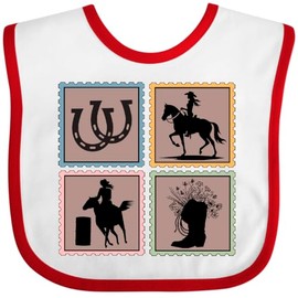 inktastic Rodeo Cowgirl Stamps Baby Bib White and Red 46c77